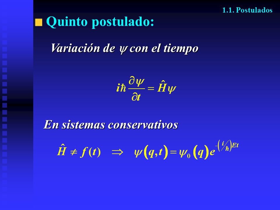 Quinto postulado: Variación de  con el tiempo