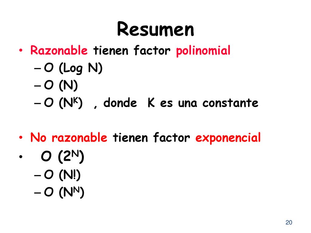 Resumen Razonable tienen factor polinomial O (Log N) O (N)
