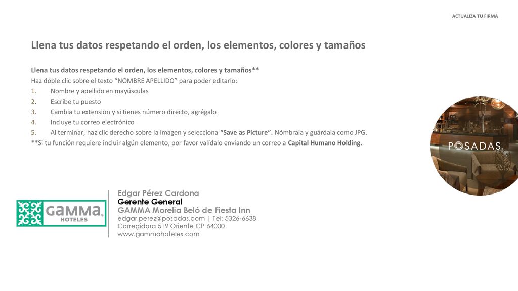 Llena tus datos respetando el orden, los elementos, colores y tamaños