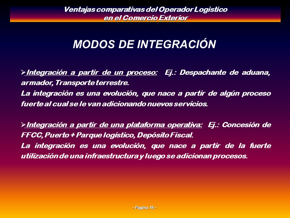 Ventajas comparativas del Operador Logistico en el Comercio Exterior
