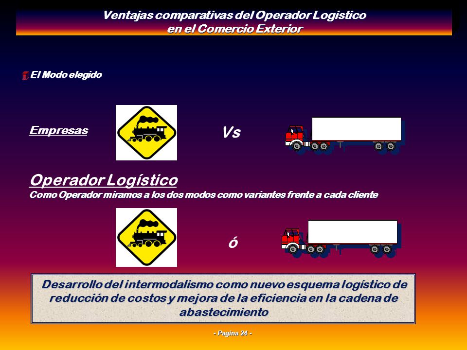 Vs Operador Logístico ó Ventajas comparativas del Operador Logistico