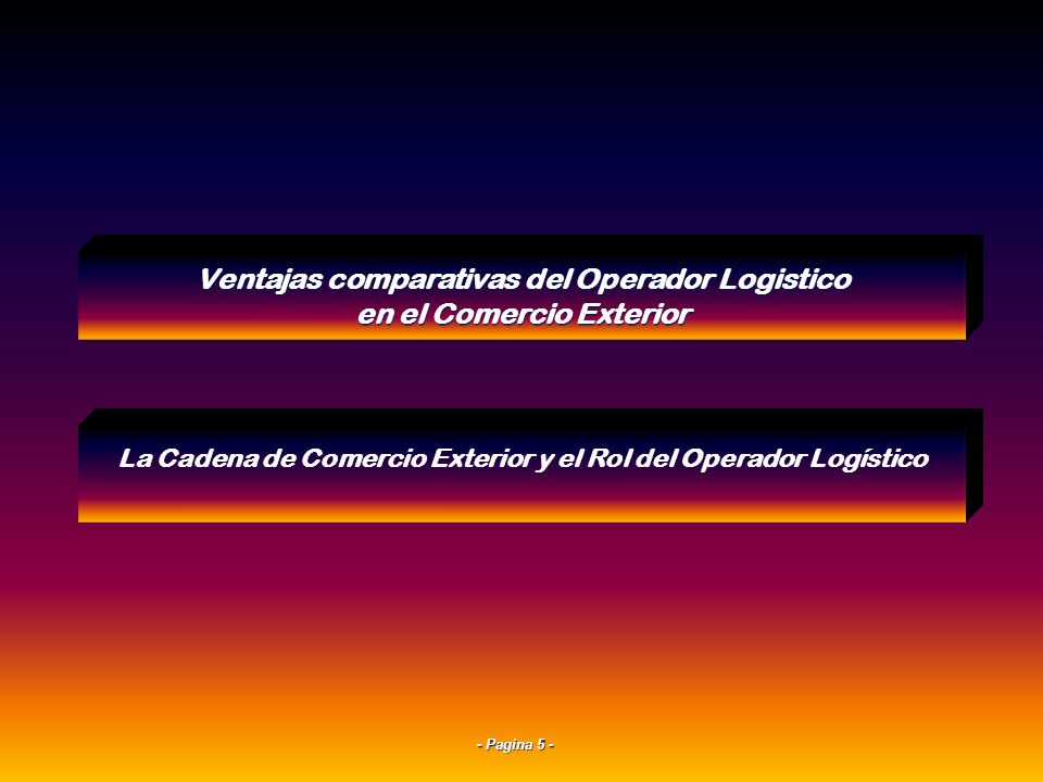 Ventajas comparativas del Operador Logistico en el Comercio Exterior