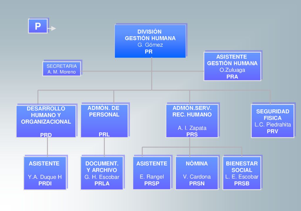 P PR DIVISIÓN GESTIÓN HUMANA G. Gómez PR ASISTENTE GESTIÓN HUMANA