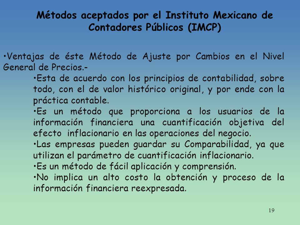 Métodos aceptados por el Instituto Mexicano de Contadores Públicos (IMCP)