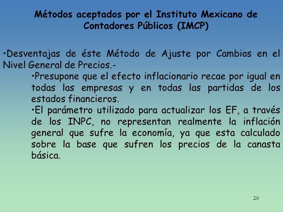 Métodos aceptados por el Instituto Mexicano de Contadores Públicos (IMCP)
