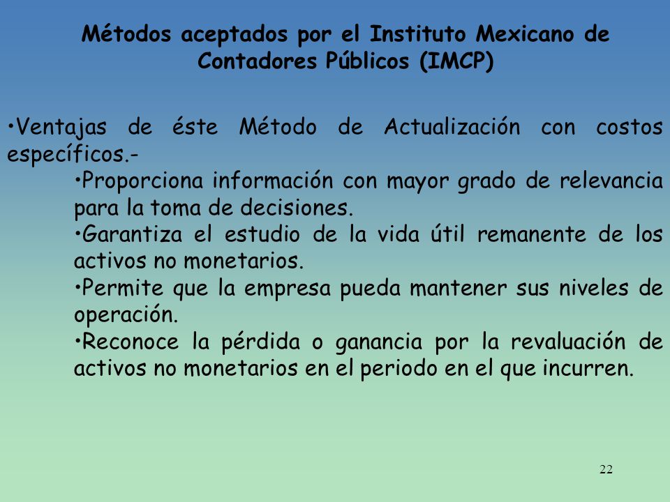 Métodos aceptados por el Instituto Mexicano de Contadores Públicos (IMCP)