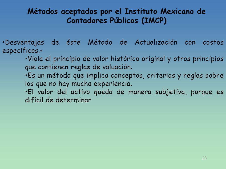 Métodos aceptados por el Instituto Mexicano de Contadores Públicos (IMCP)