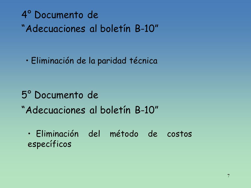 Adecuaciones al boletín B-10