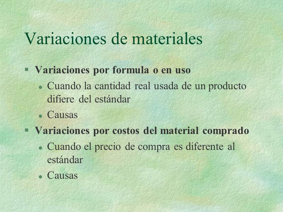 Variaciones de materiales