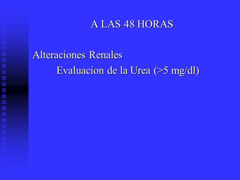 A LAS 48 HORAS Alteraciones Renales Evaluacion de la Urea (>5 mg/dl)