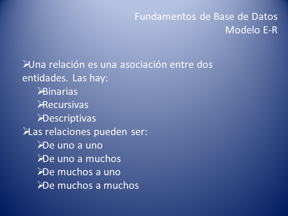Fundamentos de Base de Datos Modelo E-R
