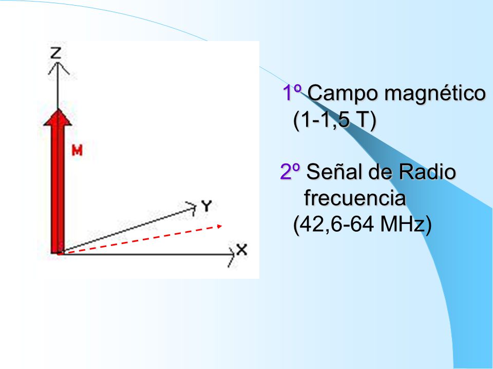 1º Campo magnético. (1-1,5 T) 2º Señal de Radio frecuencia