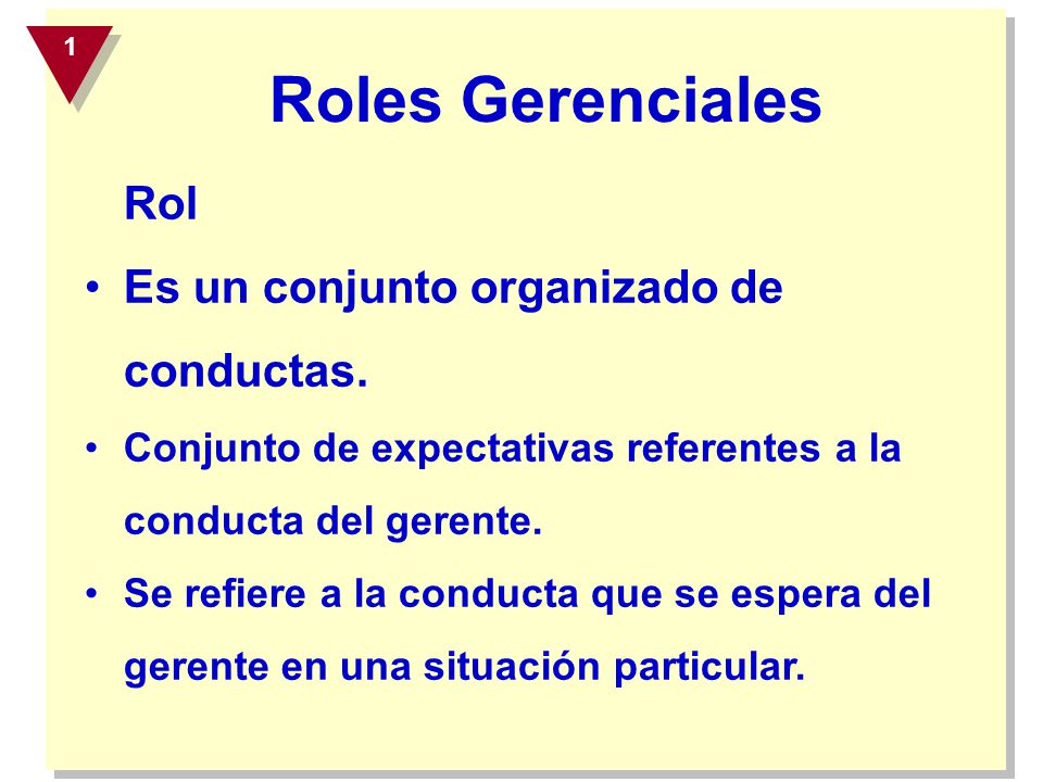 Roles Gerenciales Rol Es un conjunto organizado de conductas.