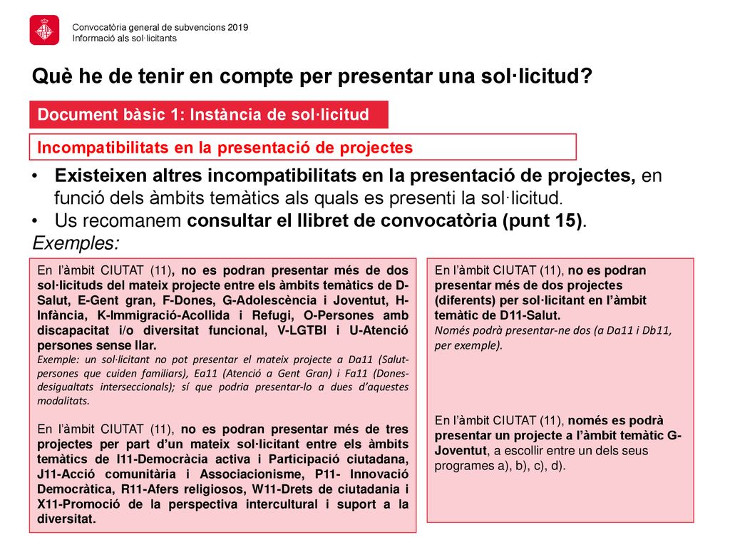 Què he de tenir en compte per presentar una sol·licitud