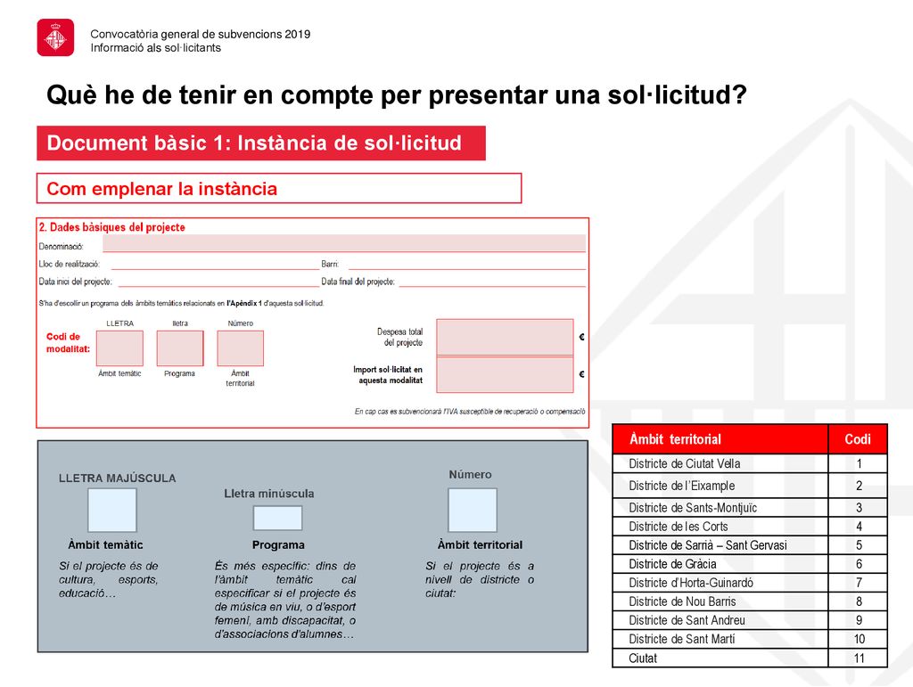 Què he de tenir en compte per presentar una sol·licitud