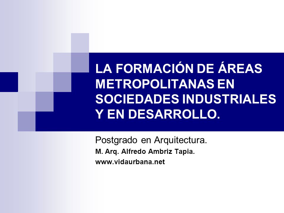LA FORMACIÓN DE ÁREAS METROPOLITANAS EN SOCIEDADES INDUSTRIALES Y EN DESARROLLO.