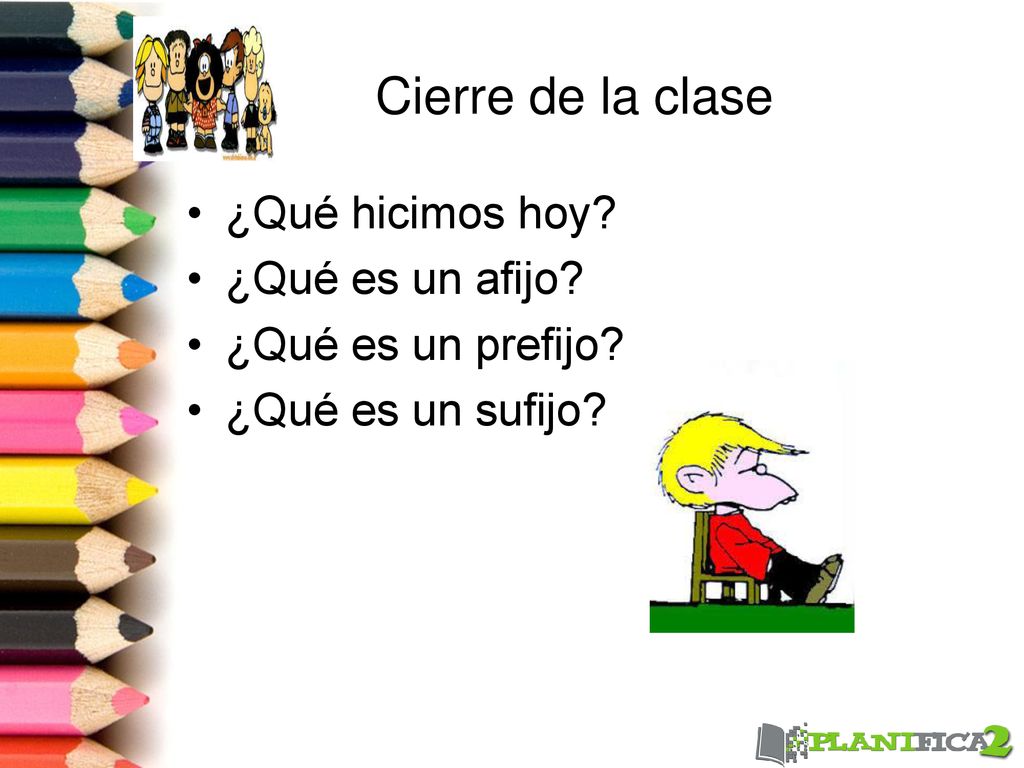 Cierre de la clase ¿Qué hicimos hoy ¿Qué es un afijo