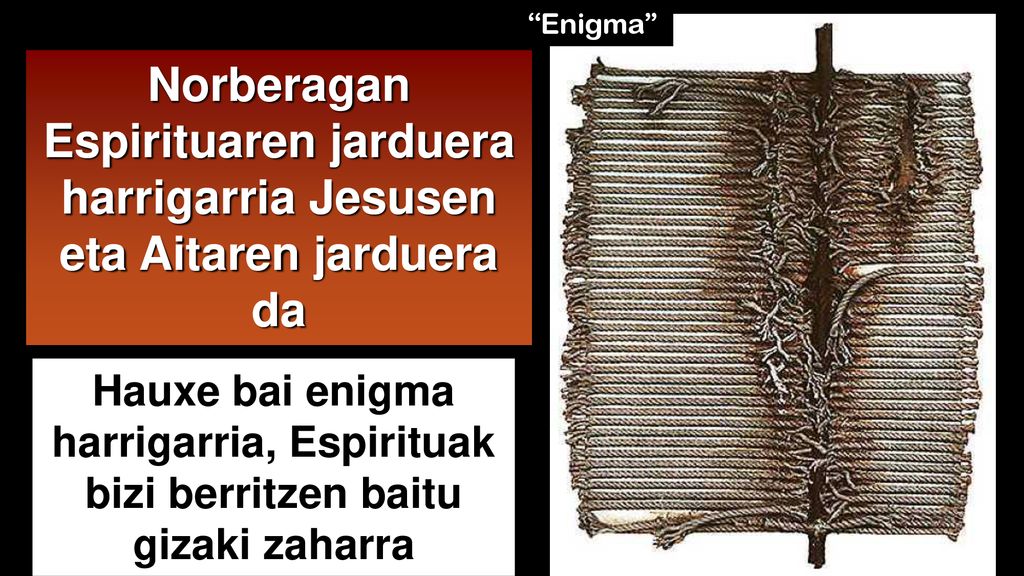 Enigma Norberagan Espirituaren jarduera harrigarria Jesusen eta Aitaren jarduera da.