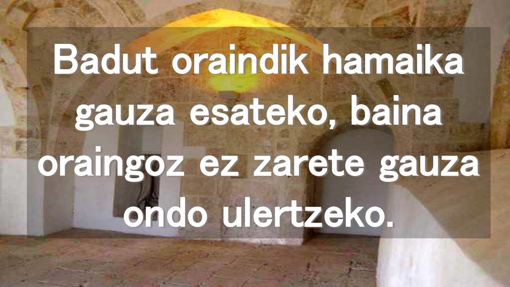 Badut oraindik hamaika gauza esateko, baina oraingoz ez zarete gauza ondo ulertzeko.