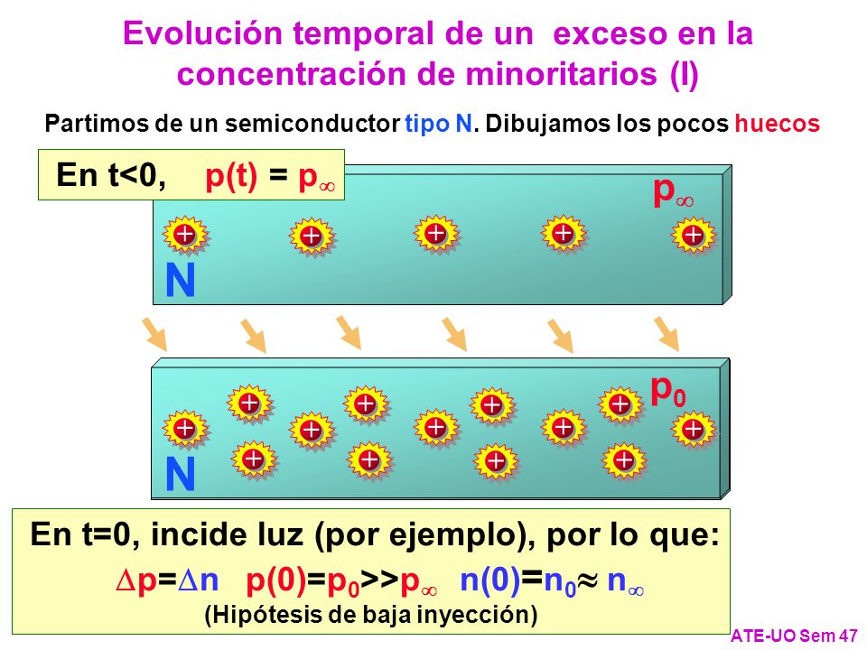 Evolución temporal de un exceso en la concentración de minoritarios (I)