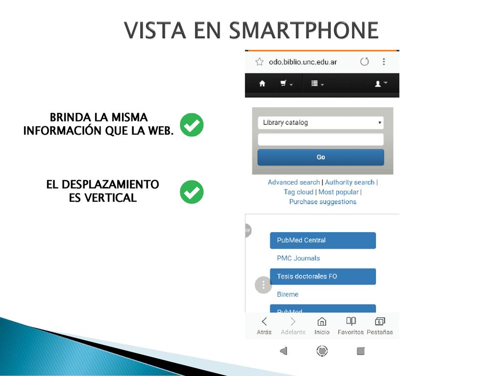 BRINDA LA MISMA INFORMACIÓN QUE LA WEB. EL DESPLAZAMIENTO ES VERTICAL