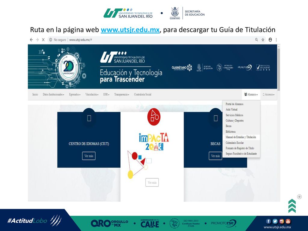 Ruta en la página web   para descargar tu Guía de Titulación