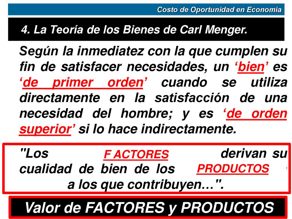 Valor de FACTORES y PRODUCTOS