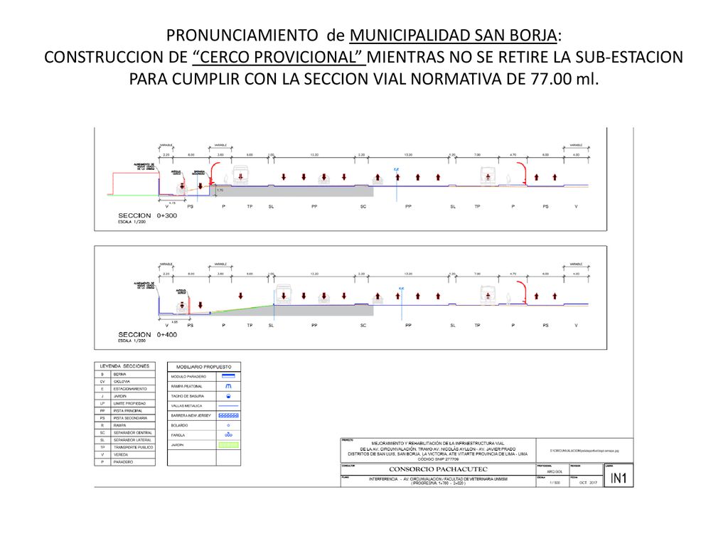 PRONUNCIAMIENTO de MUNICIPALIDAD SAN BORJA: CONSTRUCCION DE CERCO PROVICIONAL MIENTRAS NO SE RETIRE LA SUB-ESTACION PARA CUMPLIR CON LA SECCION VIAL NORMATIVA DE ml.