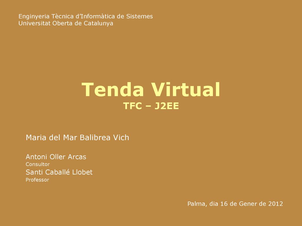Tenda Virtual TFC – J2EE Maria del Mar Balibrea Vich