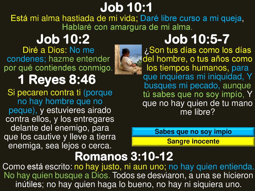 Job 10:1 Job 10:2 Job 10:5-7 1 Reyes 8:46 Romanos 3:10-12
