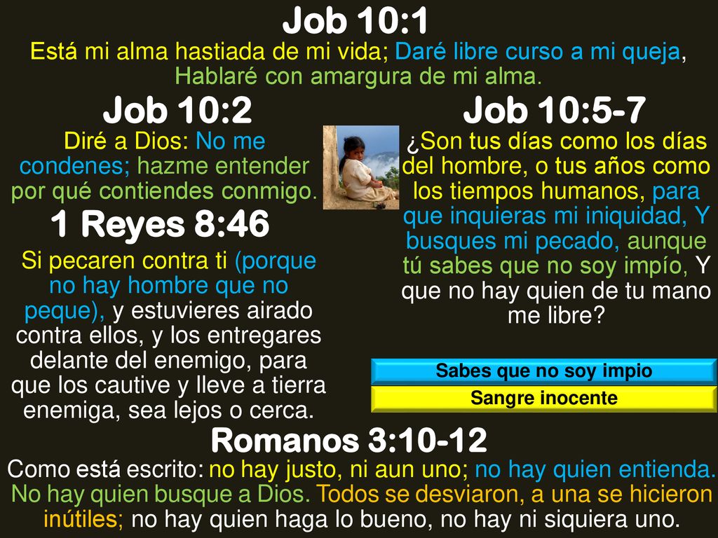 Job 10:1 Job 10:2 Job 10:5-7 1 Reyes 8:46 Romanos 3:10-12