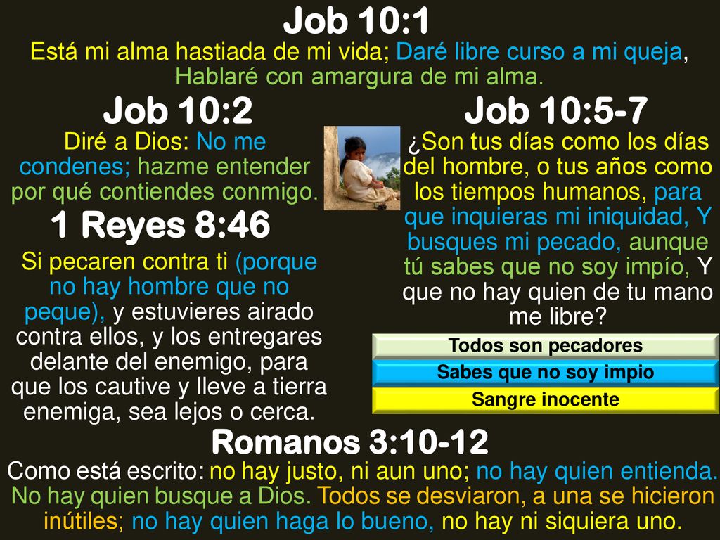 Job 10:1 Job 10:2 Job 10:5-7 1 Reyes 8:46 Romanos 3:10-12