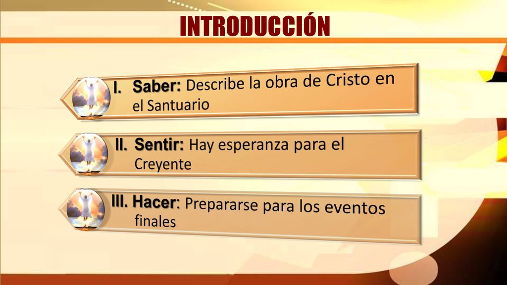 INTRODUCCIÓN I. Saber: Describe la obra de Cristo en el Santuario