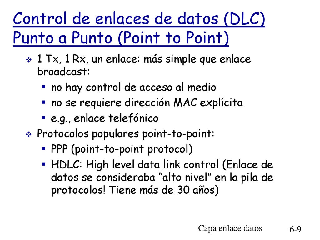 Control de enlaces de datos (DLC) Punto a Punto (Point to Point)
