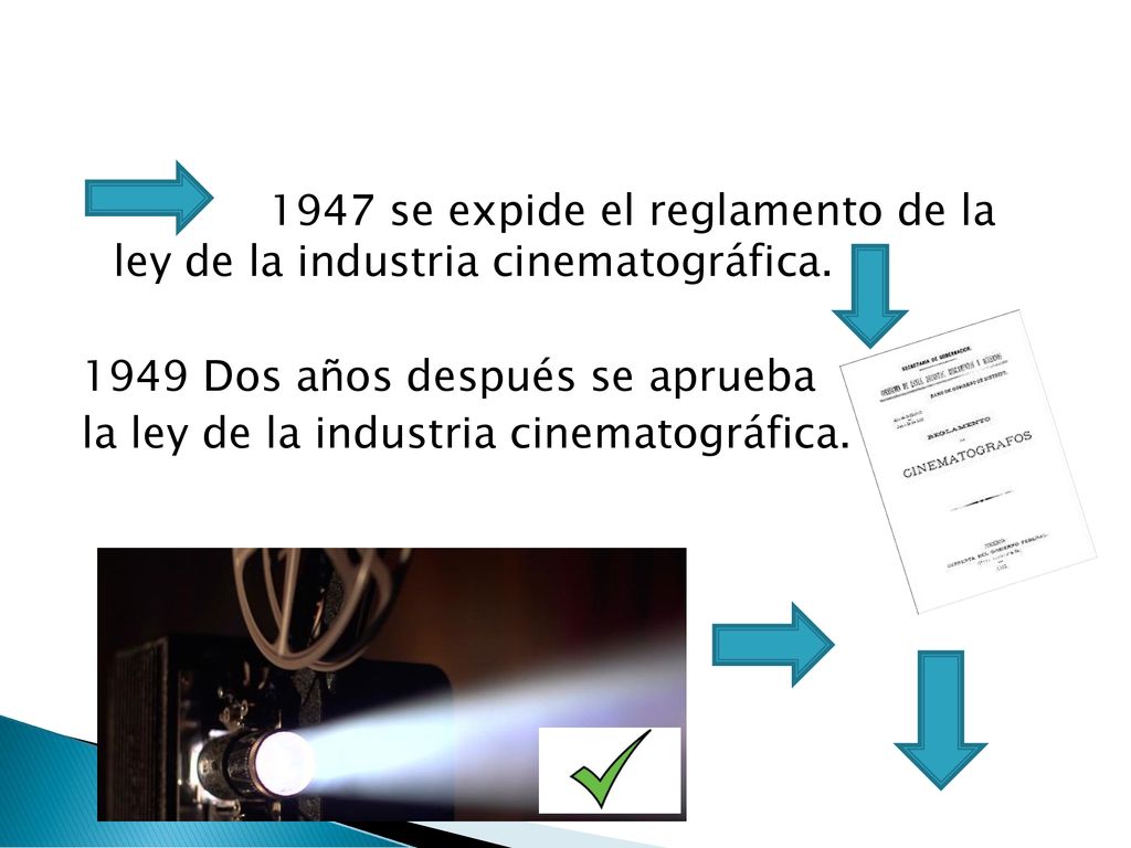 1947 se expide el reglamento de la ley de la industria cinematográfica