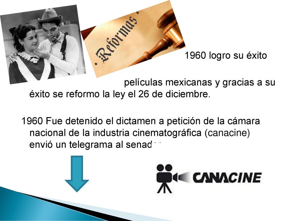 1960 logro su éxito las películas mexicanas y gracias a su éxito se reformo la ley el 26 de diciembre.