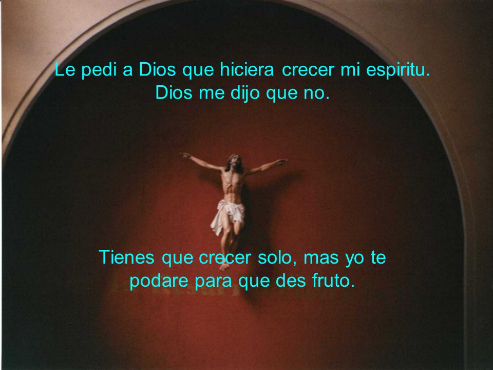 Le pedi a Dios que hiciera crecer mi espiritu. Dios me dijo que no.