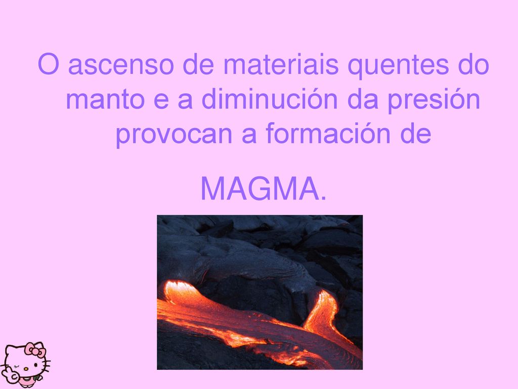 O ascenso de materiais quentes do manto e a diminución da presión provocan a formación de