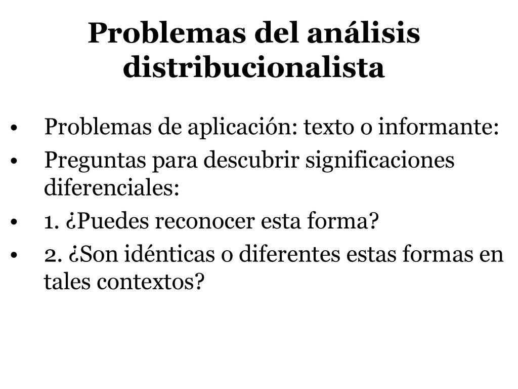 Problemas del análisis distribucionalista