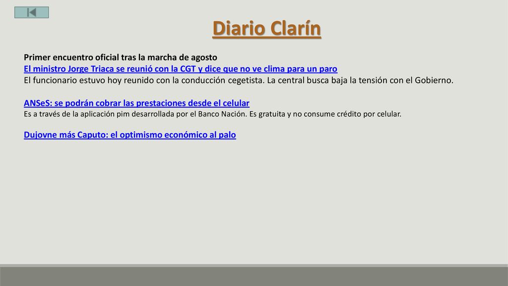 Diario Clarín Primer encuentro oficial tras la marcha de agosto