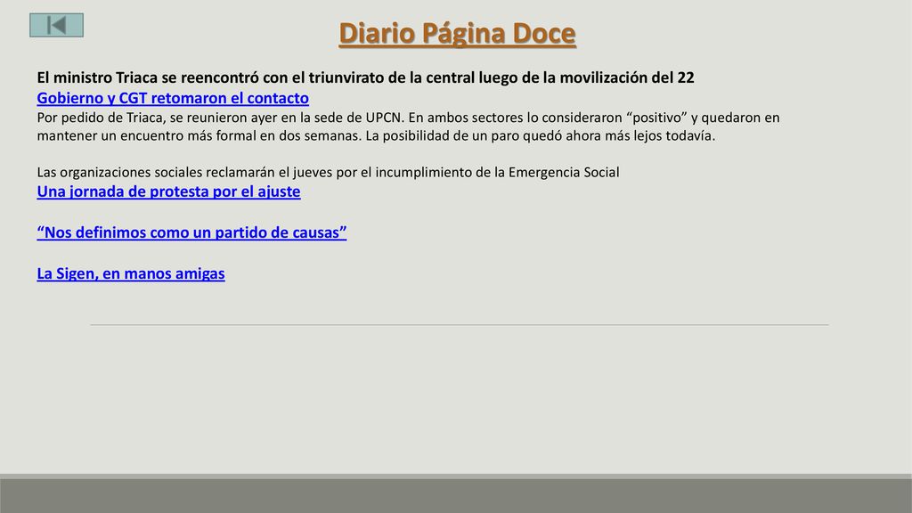 Diario Página Doce El ministro Triaca se reencontró con el triunvirato de la central luego de la movilización del 22.
