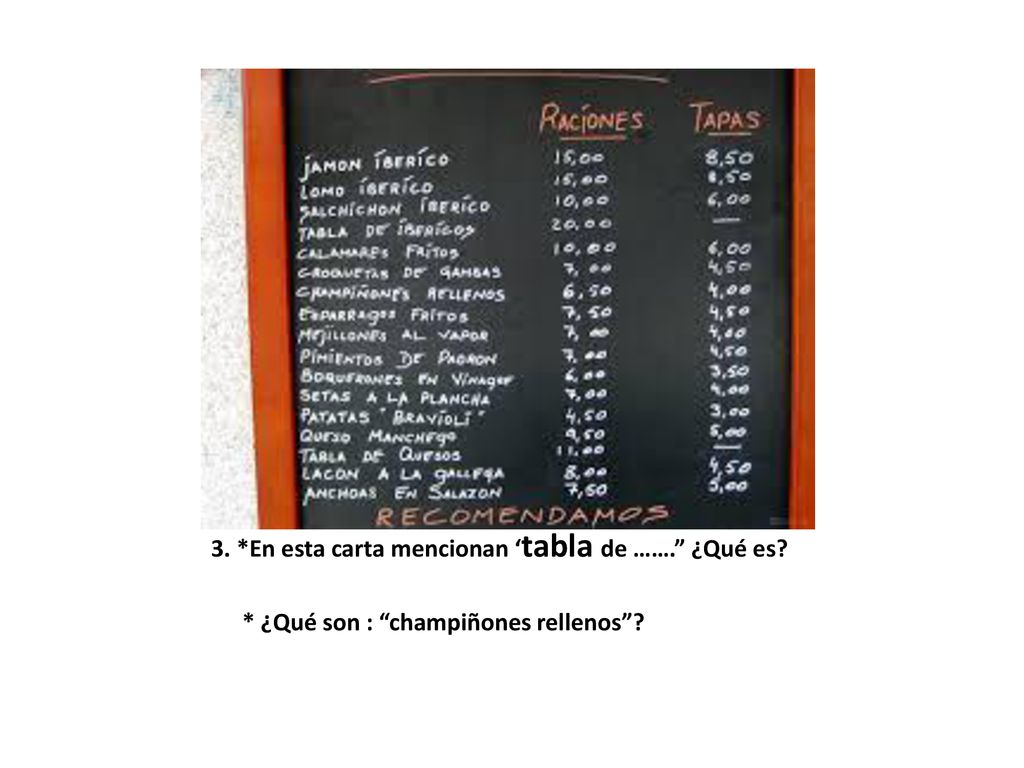 3. *En esta carta mencionan ‘tabla de ……. ¿Qué es