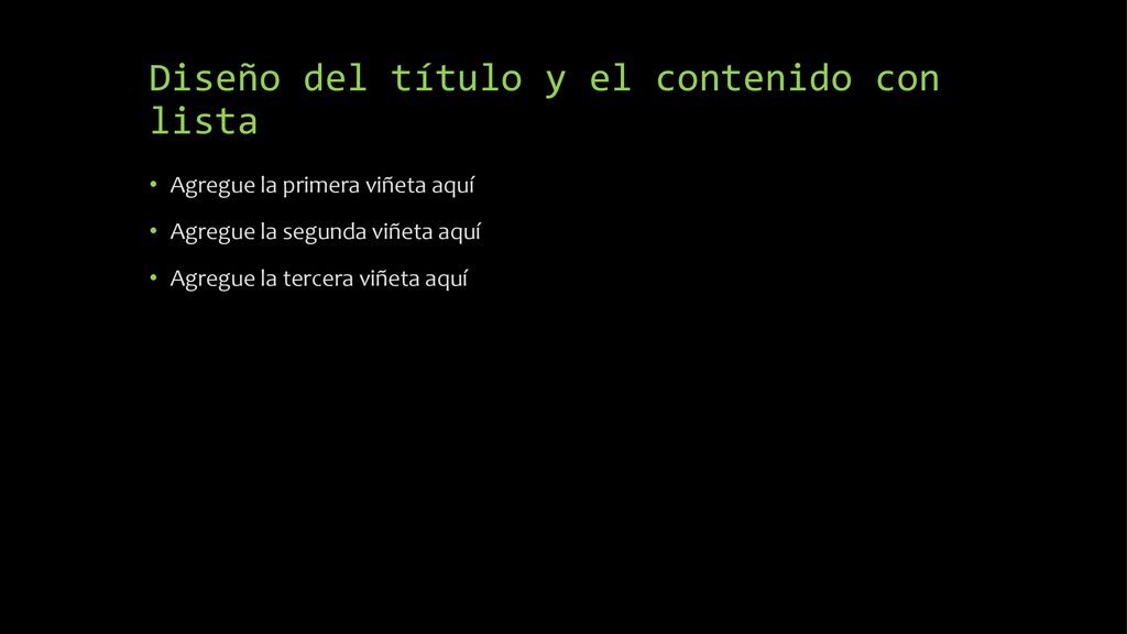 Diseño del título y el contenido con lista