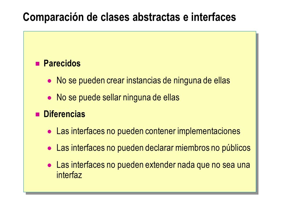 Comparación de clases abstractas e interfaces