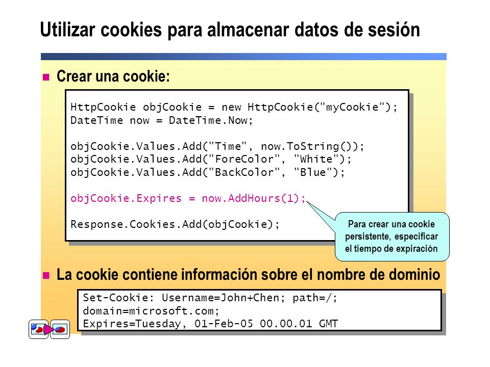 Utilizar cookies para almacenar datos de sesión
