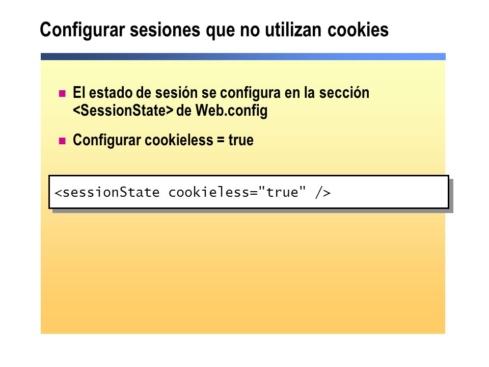 Configurar sesiones que no utilizan cookies