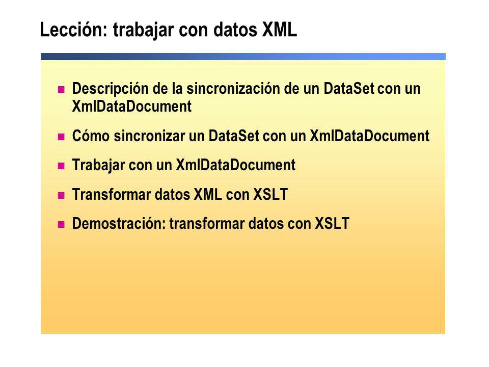 Lección: trabajar con datos XML