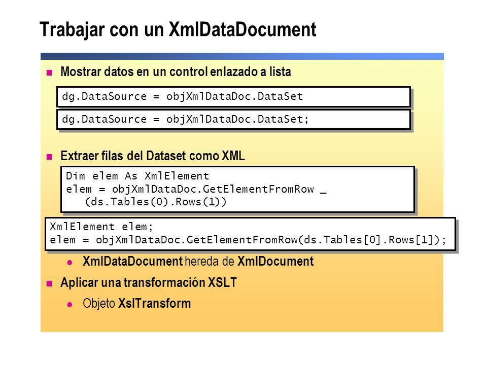 Trabajar con un XmlDataDocument