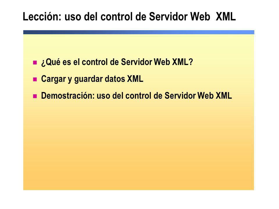 Lección: uso del control de Servidor Web XML