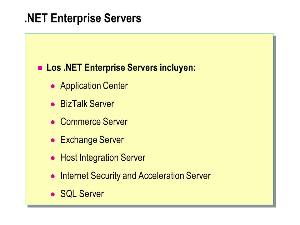 .NET Enterprise Servers